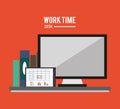 Worktime desk office supply design Royalty Free Stock Photo