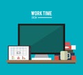 Worktime desk office supply design Royalty Free Stock Photo