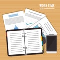 Worktime desk office supply design Royalty Free Stock Photo