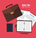Worktime desk office supply design Royalty Free Stock Photo