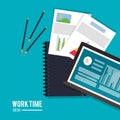 Worktime desk office supply design Royalty Free Stock Photo