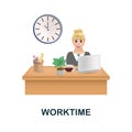 Worktime icon. 3d illustration from work place collection. Creative Worktime 3d icon for web design, templates Royalty Free Stock Photo