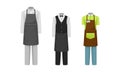 Workwear or Professional Staff Clothing with Chef and Waiter Outfit Front View Vector Set