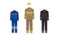 Workwear or Professional Staff Clothing with Plumber and Electrician Outfit Front View Vector Set