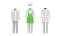 Workwear or Professional Staff Clothing with Restaurant Chef Outfit Front View Vector Set