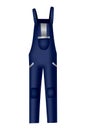 Workwear uniform element. Blue denim overall or dungaree as uniform. Protective clothing or safety equipment