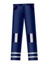 Workwear uniform element. Blue pants as uniform. Protective clothing or safety equipment. Construction workers clothing