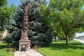 Trail of the Whispering Giants totem statue, by artist Peter Wolf. Statues can be found