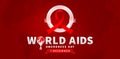 World AIDS Awareness Day 1 December illustration with red ribbon and red backgrounds. for poster, flyer, banner, red ribbon