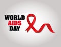 World aids day lettering with a ribbon in rigth