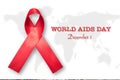 World aids day and national HIV AIDS and aging awareness month campaign concept with Aids red ribbon Royalty Free Stock Photo