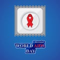 World Aids Day poster with condom, red aids awareness ribbon