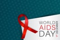 World Aids day. Red awarness ribbon background design with lettering. Royalty Free Stock Photo