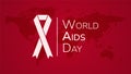 World Aids Day. Red banner with white ribbon. Vector design.