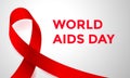 World AIDS day red ribbon for 1 December HIV and AIDS awareness day poster or banner design template. Vector solidarity and suppor