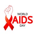 World AIDS Day. Red ribbon with handful. Aids Awareness icon