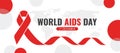 World aids day - Red ribbon waving sign on world map and red circle stripe texture background vector design Royalty Free Stock Photo