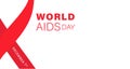 World AIDS Day typographi. Concept illustration with red ribbon on white background. 1st december World AIDS Day templete