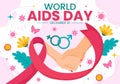 World Aids Day Vector Illustration on 1 december with Red Ribbon to raise awareness of the AIDS epidemic in Flat Cartoon Royalty Free Stock Photo
