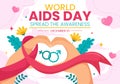 World Aids Day Vector Illustration on 1 december with Red Ribbon to raise awareness of the AIDS epidemic in Flat Cartoon Royalty Free Stock Photo