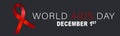 World Aids day website header or banner. Red awarness ribbon and lettering. Royalty Free Stock Photo