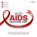 World AIDS Vaccine Day background with a red ribbon