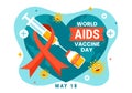 World Aids Vaccine Day Vector Illustration on 18 May with Injection to Prevention and Awareness Health Care in Flat Cartoon Royalty Free Stock Photo