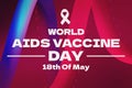 World Aids Vaccine Day Wallpaper with Ribbon and typography in the center. 18th of May is observed as Vaccine Day for Aids Royalty Free Stock Photo