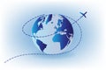 World airplane travel concept logo