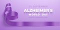 World Alzheimer`s day banner with ribbon