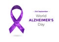 World Alzheimers Day with purple awareness ribbon