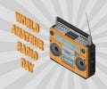 World Amateur Radio Day, April 18th. Isometric .Vector illustration for you with text.