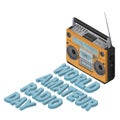 World Amateur Radio Day, April 18th. Isometric .Vector illustration