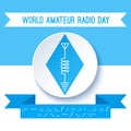 World Amateur Radio Day. Ham radio symbol, circuit diagram with antenna, inductor and ground. Morse code. Royalty Free Stock Photo