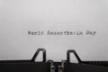 world anaesthesia day typed words on a vintage typewriter
