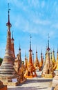 Explore ancient pagodas in Inn Thein village, Inle Lake, Myanmar Royalty Free Stock Photo