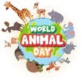 World Animal Day banner with wild animals standing earth Royalty Free Stock Photo