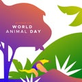World animal day card of wild jungle anteater
