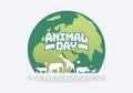 World animal day with green earth background celebrated on october 4 Royalty Free Stock Photo