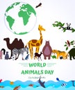 World animal day October 4th illustration . concept awareness for save animals. Royalty Free Stock Photo