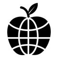 World apple icon, simple black style