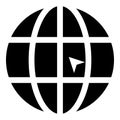World with arrow world click concept website icon black color illustration