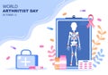 World arthritis day Background Which is Celebrated on October 12. Medical Treat Rheumatism, Osteoarthritis, X Ray Scan and Bone