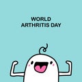 World arthritis day hand drawn vector illustration in cartoon doodle style man strong happy