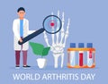 World arthritis day in October concept vector. Doctor treat rheumatism, osteoarthritis