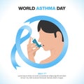 World Asthma Day background with asthmatic and inhaler