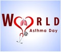 World asthma day background with lungs and stylish text on blue background- vector eps 10