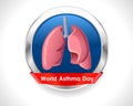 World asthma day badge with lungs - vector eps 10