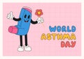 World Asthma Day banner in retro cartoon style