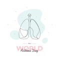 World asthma day banner template concept. Vector flat healthcare illustration. Lung symbol with text isolated on white background